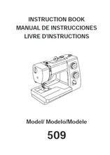 Load image into Gallery viewer, JANOME 509 SEWIST INSTRUCTION BOOK ENGLISH ESPANOL FRANCAIS SEWING MACHINE