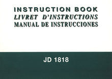 Load image into Gallery viewer, JANOME JD1818 INSTRUCTION BOOK ENGLISH FRANCAIS ESPANOL SEWING MACHINE