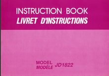Load image into Gallery viewer, JANOME JD1822 INSTRUCTION BOOK/LIVRET D'INSTRUCTIONS ENGLISH FRANCAIS SEWING MACHINE