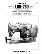 Load image into Gallery viewer, JUKI LBH-760 SERIES ENGINEERS MANUAL ENGLISH SEWING MACHINE