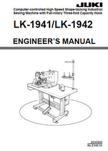 Load image into Gallery viewer, JUKI LK-1941 LK-1942 ENGINEERS MANUAL ENGLISH SEWING MACHINE