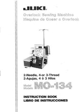 Load image into Gallery viewer, JUKI MO-134 INSTRUCTION BOOK ENGLISH SEWING MACHINE