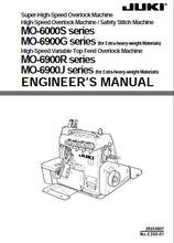Load image into Gallery viewer, JUKI MO-6000S SERIES MO-6900G SERIES MO-6900R SERIES NO-6900J ENGINEERS MANUAL ENGLISH SEWING MACHINE