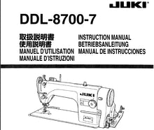 Load image into Gallery viewer, JUKI DDL-8700-7 INSTRUCTION MANUAL ENG DEUT ESP FRANC IT SEWING MACHINE