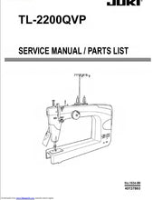 Load image into Gallery viewer, JUKI TL-2200QVP SERVICE MANUAL ENGLISH SEWING MACHINE