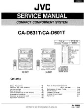 Load image into Gallery viewer, JVC CA-D631T CA-D601T SERVICE MANUAL IN ENGLISH COMPACT COMPONENT SYSTEM