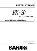 Load image into Gallery viewer, KANSAI BK-20 INSTRUCTION MANUAL IN ENGLISH SEWING MACHINE