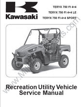 Load image into Gallery viewer, KAWASAKI TERYX 750 TERYX 750 LE TERYX 750 SPORT SERVICE MANUAL IN ENGLISH RECREATION UTILITY VEHICLE