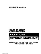 Load image into Gallery viewer, KENMORE 10101 11101 12551 12621 14401 14501 14502 14571 14572 OWNERS MANUAL ENGLISH SEWING MACHINE
