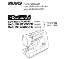 Load image into Gallery viewer, KENMORE 385.12912 385.12916 OWNERS MANUAL MANUAL DE INSTRUCCIONES MANUEL D'INSTRUCTIONS ENG ESP FRANC SEWING MACHINE MAQUINA DE COSER MACHINE A COUDRE