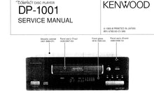 Load image into Gallery viewer, KENWOOD DP-1001 SERVICE MANUAL ENGLISH CD PLAYER