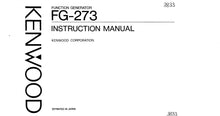 Load image into Gallery viewer, KENWOOD FG-273 INSTRUCTION MANUAL ENGLISH FUNCTION GENERATOR