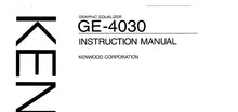 Load image into Gallery viewer, KENWOOD GE-4030 INSTRUCTION MANUAL ENGLISH GRAPHIC EQUALIZER
