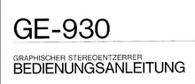 Load image into Gallery viewer, KENWOOD GE-930 BEDIENUNGSANLEITUNG DEUTSCH GRAPHISCHER STEREO ENTZERRER