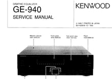 Load image into Gallery viewer, KENWOOD GE-940 SERVICE MANUAL ENGLISH GRAPHIC EQUALIZER