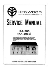 Load image into Gallery viewer, KENWOOD KA-305 KA-3055 SERVICE MANUAL ENGLISH STEREO INTEGRATED AMPLIFIER