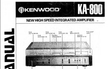 Load image into Gallery viewer, KENWOOD KA-800 SERVICE MANUAL BOOK IN ENGLISH NEW HIGH SPEED INTEGRATED AMPLIFIER