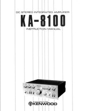 Load image into Gallery viewer, KENWOOD KA-8100 INSTRUCTION MANUAL ENGLISH DC STEREO INTEGRATED AMPLIFIER
