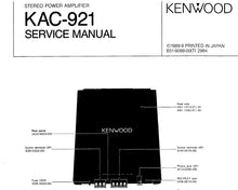Load image into Gallery viewer, KENWOOD KAC-921 SERVICE MANUAL ENGLISH STEREO POWER AMPLIFIER