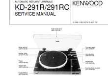 Load image into Gallery viewer, KENWOOD KD-291R KD-291RC SERVICE MANUAL ENGLISH AUTOMATIC RETURN TURNTABLE