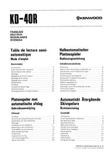 Load image into Gallery viewer, KENWOOD KD-40R MODE D'EMPLOI BEDIENUNGSANLEITUNG GEBRUIKSAANWIJZING BRUKSANVISNING FRANC DEUT NL SW TABLE DE LECTURE SEMI AUTOMATIQUE