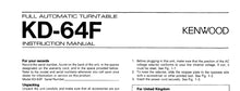 Load image into Gallery viewer, KENWOOD KD-64F INSTRUCTION MANUAL ENGLISH FULL AUTOMATIC TURNTABLE