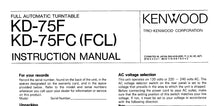 Load image into Gallery viewer, KENWOOD KD-75F KD-75FC (FCL) INSTRUCTION MANUAL ENGLISH FULL AUTOMATIC TURNTABLE