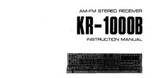 Load image into Gallery viewer, KENWOOD KR-1000B INSTRUCTION MANUAL ENGLISH AM FM STEREO RECEIVER