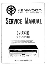 Load image into Gallery viewer, KENWOOD KR-4010 KR-5010 KR-5510 SERVICE MANUAL BOOK IN ENGLISH DC STEREO RECEIVER