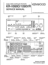 Load image into Gallery viewer, KENWOOD KR-V999D KR-V1090VR SERVICE MANUAL IN ENGLISH AV SURROUND RECEIVER