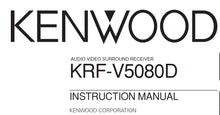 Load image into Gallery viewer, KENWOOD KRF-V5080D INSTRUCTION MANUAL ENGLISH AV SURROUND RECEIVER