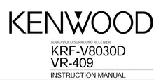 Load image into Gallery viewer, KENWOOD KRF-V8030D INSTRUCTION MANUAL ENGLISH AV SURROUND RECEIVER