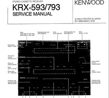 Load image into Gallery viewer, KENWOOD KRX-593 KRX-793 SERVICE MANUAL ENGLISH STEREO CASSETTE RECEIVER