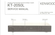 Load image into Gallery viewer, KENWOOD KT-2050L SERVICE MANUAL ENGLISH QUARTZ SYNTHESIZER AM FM STEREO TUNER