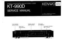 Load image into Gallery viewer, KENWOOD KT-990D SERVICE MANUAL ENGLISH QUARTZ SYNTHESIZER AM FM STEREO TUNER