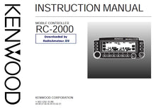 Load image into Gallery viewer, KENWOOD RC-2000 INSTRUCTION MANUAL ENGLISH MOBILE CONTROLLER