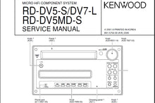 Load image into Gallery viewer, KENWOOD RD-DV5-S RD-DV7-L RD-DV5-MD-S SERVICE MANUAL ENGLISH MICRO HIFI COMPONENT SYSTEM