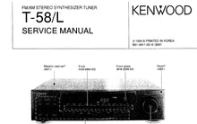 Load image into Gallery viewer, KENWOOD T-58 T-58L SERVICE MANUAL ENGLISH FM AM STEREO SYNTHESIZER TUNER
