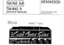 Load image into Gallery viewer, KENWOOD TM-742 TM-942 SERVICE MANUAL IN ENGLISH MULTI BANDER TRIBANDER