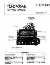 Load image into Gallery viewer, KENWOOD TM-D700A TM-D700E SERVICE MANUAL ENGLISH 144/430MHz FM DUAL BANDER