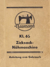 Load image into Gallery viewer, NAUMANN KL65 ANLEITUNG ZUM GEBRAUCH DEUTSCH NAHMASCHINE