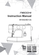 Load image into Gallery viewer, NECCHI M108A M213A INSTRUCTION MANUAL ENGLISH SEWING MACHINE