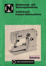 Load image into Gallery viewer, NECKERMANN 835/072 867/594 BEDIENUNGS UND WARTUNGSANLEITUNG DEUTSCH NAHMASCHINE