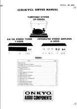 Load image into Gallery viewer, ONKYO CP-5000A T-5000 A-3000 SERVICE MANUAL IN ENGLISH TURNTABLE SYSTEM AM FM STEREO TUNER INTEGRATED STEREO AMPLIFIER