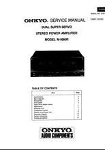 Load image into Gallery viewer, ONKYO M-5060R SERVICE MANUAL BOOK IN ENGLISH DUAL SUPER SERVO STEREO POWER AMPLIFIER