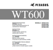 Load image into Gallery viewer, PEGASUS WT600 WT664-01N WT664-08N WT664-35M WT664-35N INSTRUCTION MANUAL IN ENGLISH DEUTSCH FRANCAIS ESPANOL SEWING MACHINE