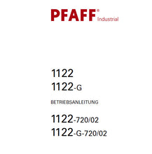 Load image into Gallery viewer, PFAFF 1122 1122-G 1122-720/02 1122-G-720/02 BETRIEBSANLEITUNG DEUTSCH SEWING MACHINE