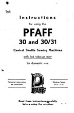 Load image into Gallery viewer, PFAFF 30 30-31 INSTRUCTIONS ENGLISH SEWING MACHINE