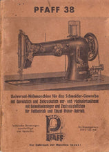 Load image into Gallery viewer, PFAFF 38 GEBRAUCHSANWEISUNG DEUTSCH NAHMASCHINE