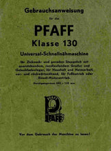 Load image into Gallery viewer, PFAFF 130 GEBRAUCHSANWEISUNG DEUTSCH NAHMASCHINE